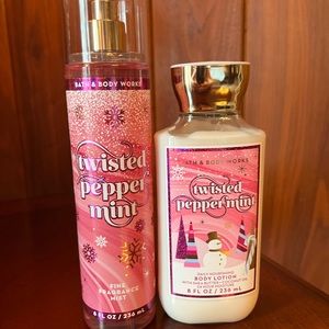 NEW Bath & Body Works Twisted Peppermint Spray and Lotion Set
